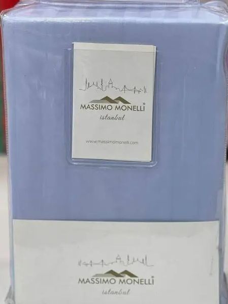 Набор простынь на резинке и наволочки Massimo Monelli Saten Stripe Голубой 160х200+50x70 (2шт) p-1610007 фото
