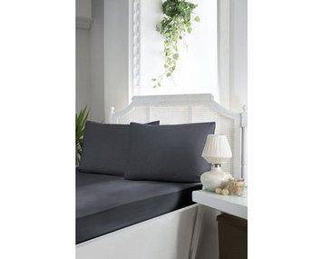 Набор простынь на резинке и наволочки First Choice Dark grey Saten 180х200+50x70 (2шт) p-60223384 фото