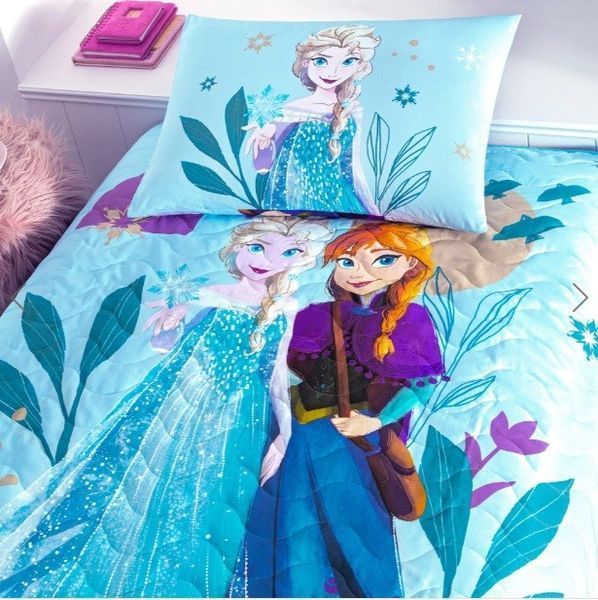 Стьобане покривало TAC Disney Frozen Flower Power 160&times;220см + наволочка p-60300498 фото