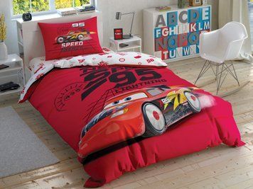Підліткова постільна білизна TAC Disney Cars Speed Frenzy Ранфорс / простирадло на резинці p-60259523 фото