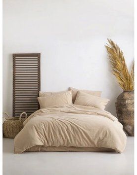 Постельное белье Limasso Stonewashed Ranforse 200 х 220 см Akdeniz Bej 31347 фото