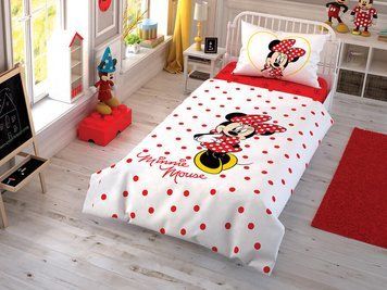 Підліткова постільна білизна TAC Disney Minnie Mouse Cek Ранфорс / простирадло на резинці p-60212047 фото
