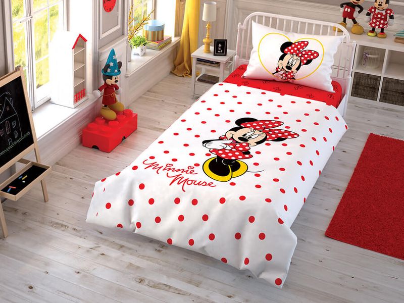 Подростковое постельное белье TAC Disney Minnie Mouse Cek Ранфорс / простынь на резинке p-60212047 фото