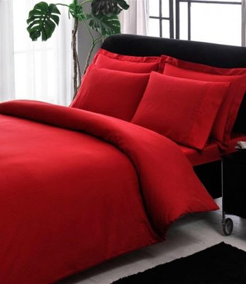 Двоспальний King Size комплект TAC Premium Basic Red Сатин-Stripe p-60234212 фото