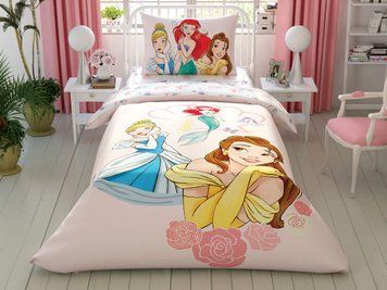 Підліткова постільна білизна TAC Disney Princess Girl Power Ранфорс / простирадло на резинці p-60259497 фото