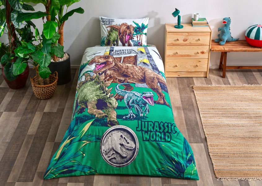 Подростковое постельное белье TAC Disney Jurassic World Forest Ранфорс / простынь на резинке p-60304207 фото