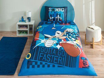 Підліткова постільна білизна TAC Disney Sonic classic Ранфорс / простирадло на резинці p-60313399 фото