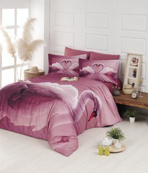 Постельное бельё First Choice VIP сатин 3D Swan Pudra m016597 фото