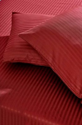 Набор простынь на резинке и наволочки Massimo Monelli Saten Stripe Бордовый 160х200+50x70 (2шт) p-1610009 фото