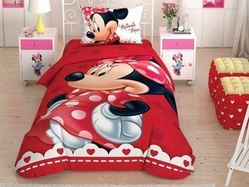 Підліткова постільна білизна TAC Disney Minnie Lovely Glitter Ранфорс p-60243956 фото