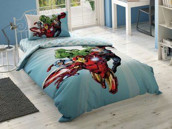 Подростковое постельное белье TAC Disney Avengers Heroes Ранфорс / простынь на резинке p-60259517 фото