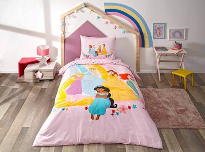 Подростковое постельное белье TAC Disney Princess Rainbow Ранфорс / простынь на резинке p-60290545 фото