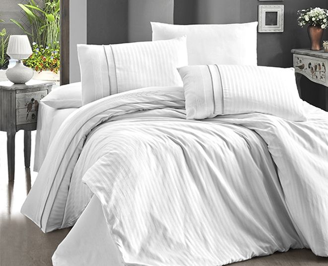 Постільна білизна сатин делюкс First Choice Stripe Style Beyaz (White) m015741 фото