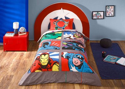 Подростковое постельное белье TAC Disney Avengers Face to Face Ранфорс / простынь на резинке p-60290559 фото