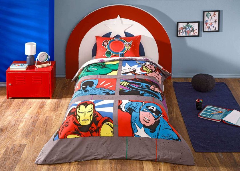 Подростковое постельное белье TAC Disney Avengers Face to Face Ранфорс / простынь на резинке p-60290559 фото