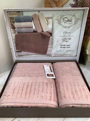 Подарочный набор полотенец для ванной Sikel Piano Penye Somon 50х90см + 70х140см 6002169-6 фото