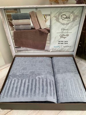Подарочный набор полотенец для ванной Sikel Piano Penye Blue 50х90см + 70х140см 6002169-4 фото