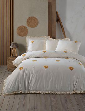 Постельное белье Saheser Florita sari евро 200х220 с вышивкой 30130 фото