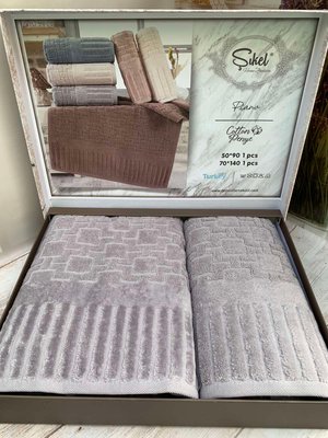 Подарочный набор полотенец для ванной Sikel Piano Penye Grey 50х90см + 70х140см 6002169-2 фото