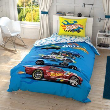 Підліткова постільна білизна TAC Disney Hot Wheels Speed Ранфорс / простирадло на резинці p-60276980 фото