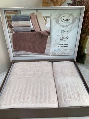 Подарочный набор полотенец для ванной Sikel Piano Penye Beige 50х90см + 70х140см 6002169-1 фото