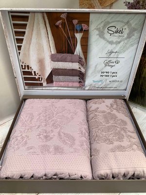 Подарочный набор полотенец для ванной Sikel Lilyum Penye Lilac 50х90см + 70х140см 6002334-4 фото