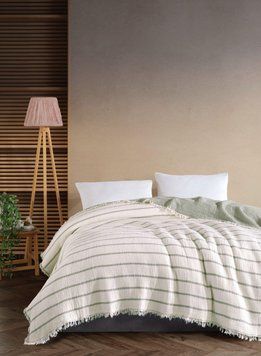 Покривало муслінове Saheser Striped  mint  230х250 см p-3211 фото