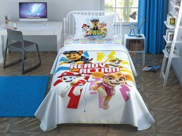 Односпальный комплект с покрывалом-пике TAC Paw Patrol Action / простынь на резинке p-60252520 фото