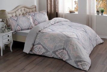 Постільна білизна TAC Saten Vales Pink / простирадло на резинці p-60201196 фото