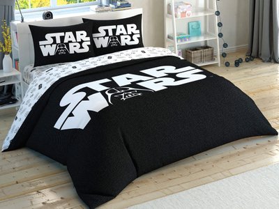 Подростковое постельное белье TAC Disney Star Wars Glow Ранфорс / простынь на резинке+светится в темноте p-60260589 фото