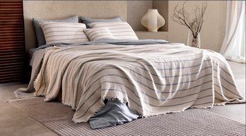 Покривало муслінове Saheser Striped mavi 230х250 см p-3214 фото