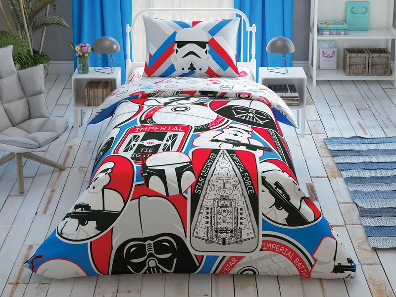 Подростковое постельное белье TAC Disney Star Wars Galactic Mission Ранфорс / простынь на резинке p-60255737 фото