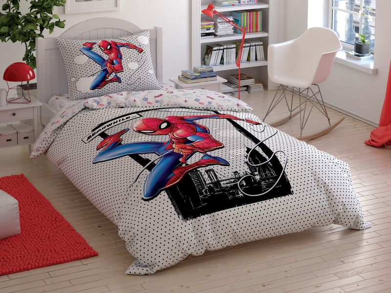 Подростковое постельное белье TAC Disney Spiderman Cloudy Ранфорс / простынь на резинке p-60259521 фото