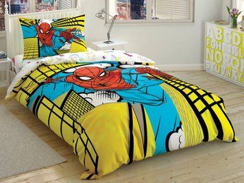 Підліткова постільна білизна TAC Disney Spiderman Exciting Jump Ранфорс / простирадло на резинці p-60259520 фото