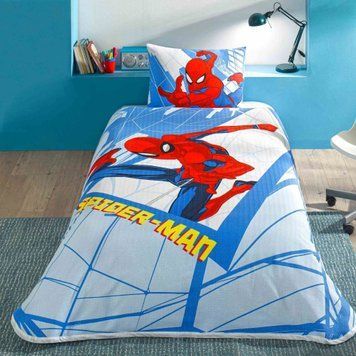 Односпальний комплект з покривалом-піке TAC Spiderman Gate / простирадло на резинці p-60304717 фото