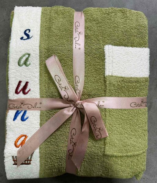 Набор сауна Gursan женский (3 предмета) полотенце+чалма+тапочки 4095-1 фото