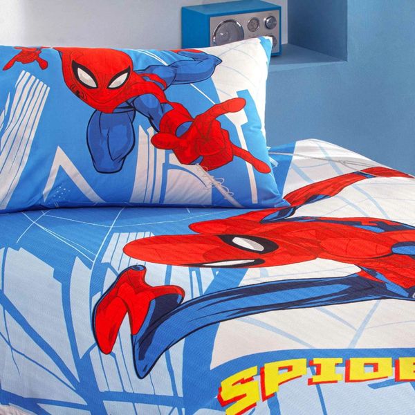 Односпальний комплект з покривалом-піке TAC Spiderman Gate / простирадло на резинці p-60304717 фото