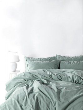 Постельное белье Limasso Stonewashed Ranforse 160 х 220 см Natural Green 31481 фото