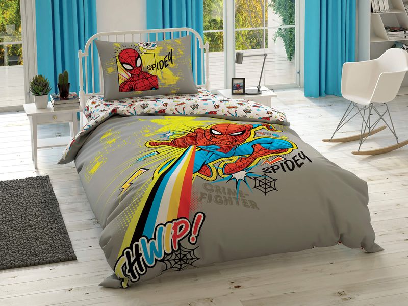 Подростковое постельное белье TAC Disney Spiderman Power Ранфорс / простынь на резинке p-60259516 фото