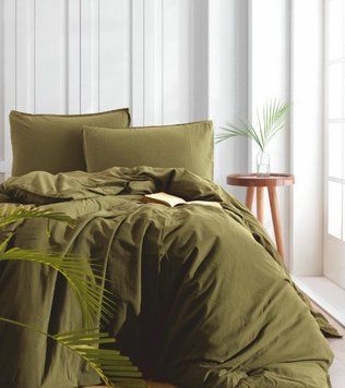 Постельное белье Limasso Stonewashed Ranforse 160 х 220 см семейный Capulet Olive 40233 фото