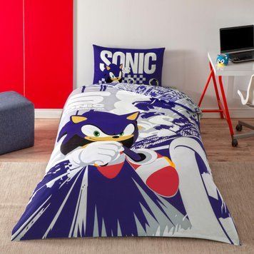 Підліткова постільна білизна TAC Disney Sonic Run Ранфорс / простирадло на резинці p-64029859 фото