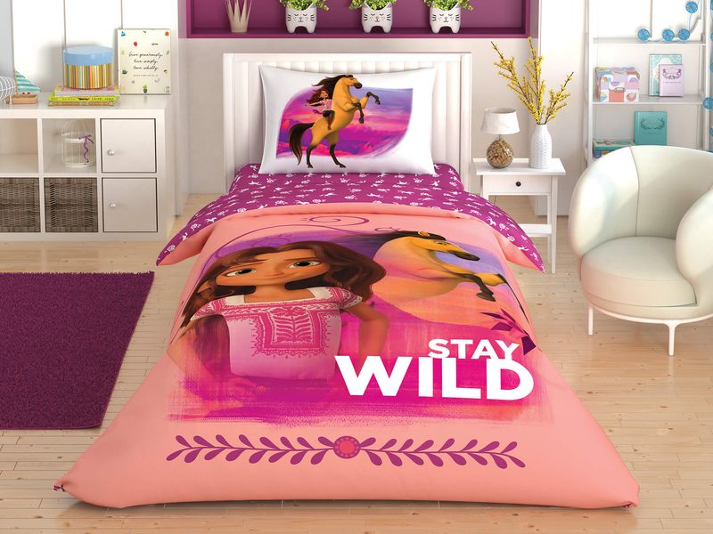 Подростковое постельное белье TAC Disney Spirit Stay Wild Ранфорс / простынь на резинке p-60257920 фото